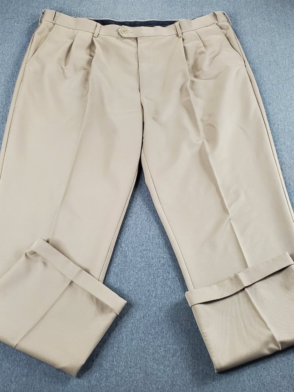 Savane Comfort Plus Men's Dress Pants Expandable Waist Band Tan Beige 42" x 32"